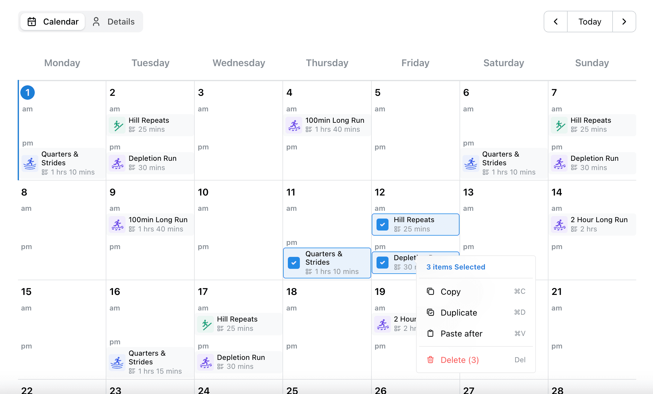Calendar scheduling interface