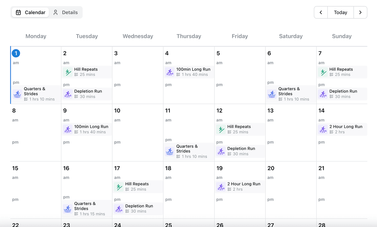 Program Builder Calendar Interface