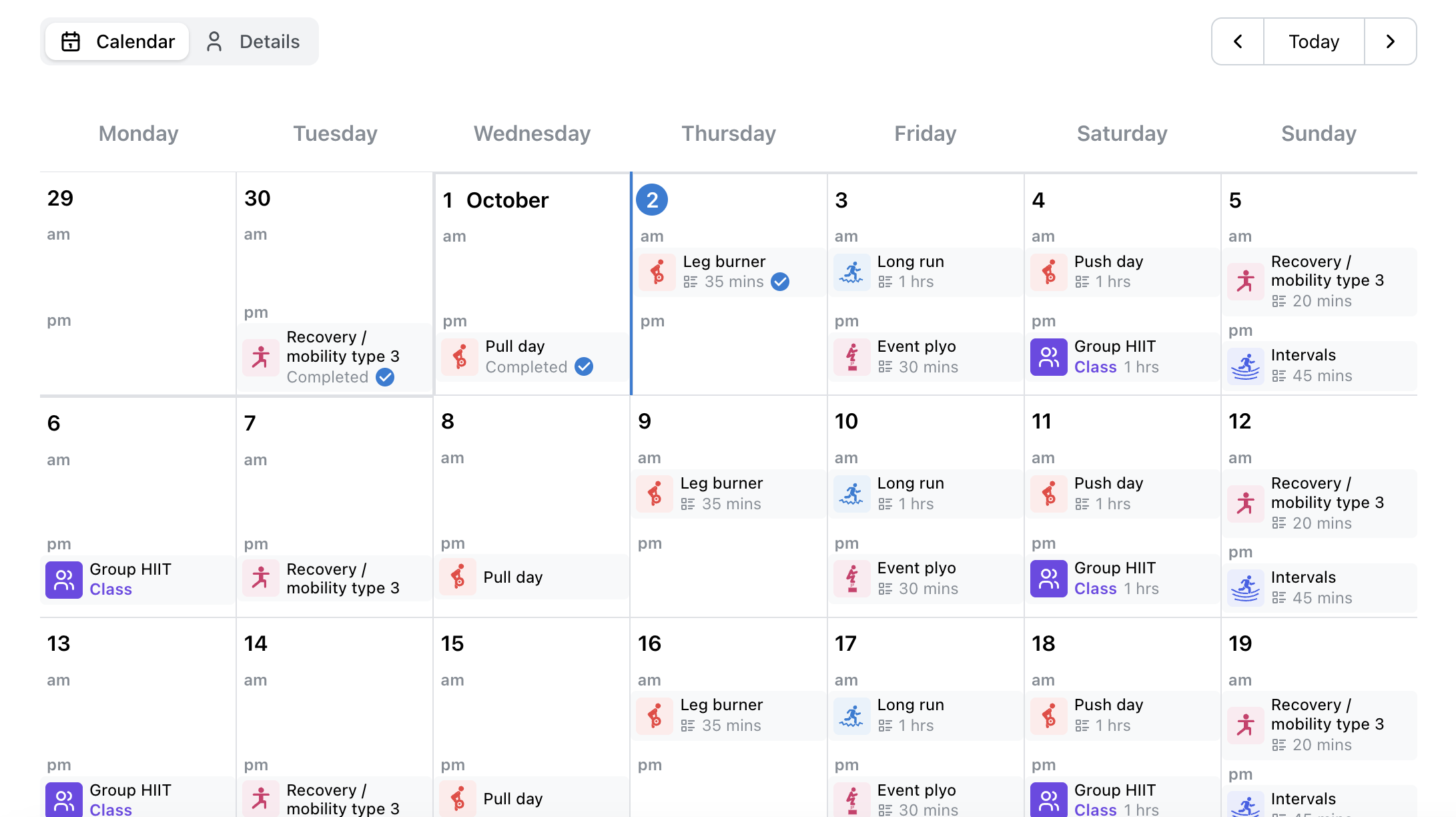 Program Builder Calendar Interface